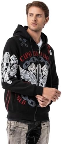 Cipo & Baxx Herren Sweatjacke Hoodie – Stylischer Pullover für Streetwear-Begeisterte mit Reißverschluss & Kapuze für Fr