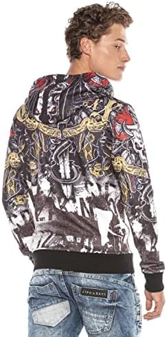 Cipo & Baxx Herren Sweatjacke Hoodie – Stylischer Pullover für Streetwear-Begeisterte mit Reißverschluss & Kapuze für Fr