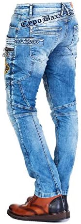 Cipo & Baxx Herren Jeans Hose Look Röhrenjeans Straight Fit Kontrastnähte Trendyhose | Cipo & Baxx Herren Jeans Hose Us