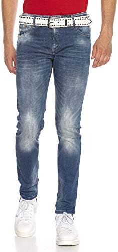 Cipo & Baxx Herren Jeans - Straight Fit mit modischen Waschungen, Nähten & Used-Look Details - Regular Denim - Trendige