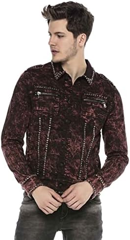 Cipo & Baxx Herren Jeansjacke – Klassisch, Leder, Sport – Knopf und Reißverschluss – Sweat-Kapuze und Sweatärmeln – Mode