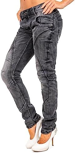 Cipo & Baxx Damen Jeans – Stylische Slim & Regular Fit Hosen mit Stretch & Used-Look | Bequeme Passform, modisches Desig