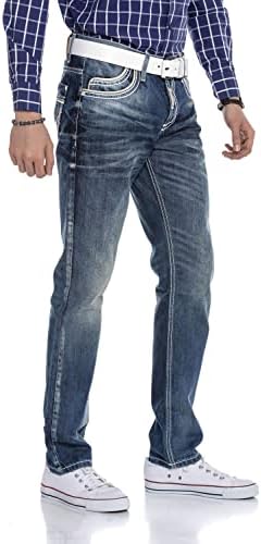 Cipo & Baxx Herren Jeans - Straight Fit mit modischen Waschungen, Nähten & Used-Look Details - Regular Denim - Trendige