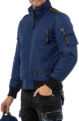 Cipo & Baxx Herren Mantel – Stylische Winterjacke mit warmem Innenfutter und abnehmbarer Kapuze für kalte Tage