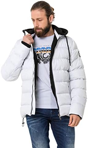 Cipo & Baxx Herren Mantel – Stylische Winterjacke mit warmem Innenfutter und abnehmbarer Kapuze für kalte Tage