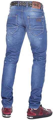 Cipo & Baxx Herren Jeans - Straight Fit mit modischen Waschungen, Nähten & Used-Look Details - Regular Denim