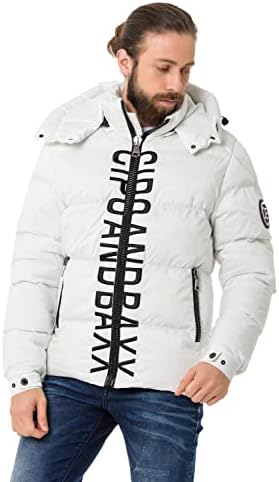 Cipo & Baxx Herren Mantel – Stylische Winterjacke mit warmem Innenfutter und abnehmbarer Kapuze für kalte Tage