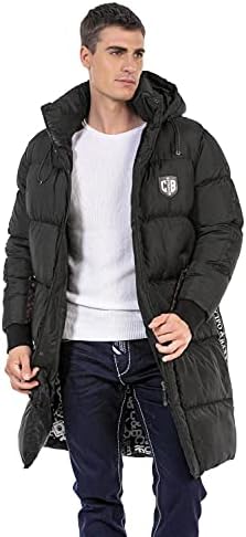 Cipo & Baxx Herren Mantel – Stylische Winterjacke mit warmem Innenfutter und abnehmbarer Kapuze für kalte Tage