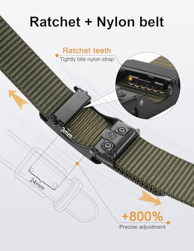 JUKMO Automatik Gürtel für Herren, robustes Nylon, 3,8cm Breite, praktische Ratsche-Funktion | JUKMO Herren Automatik G