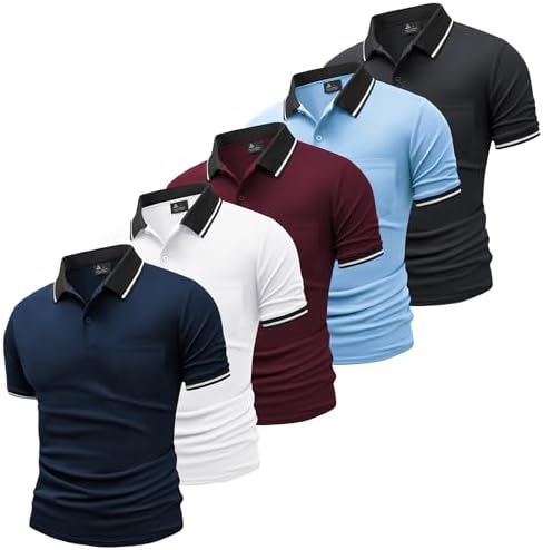 SwissWell 5er Pack Herren Polo T-Shirt Atmungsaktiv leicht Golfessen