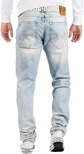 Cipo & Baxx Herren Jeans - Stilvolle Männer Jeans mit 5-Pocket-Design und Kontrastnähten | Bequemer Baumwoll-Elasthan-Mi
