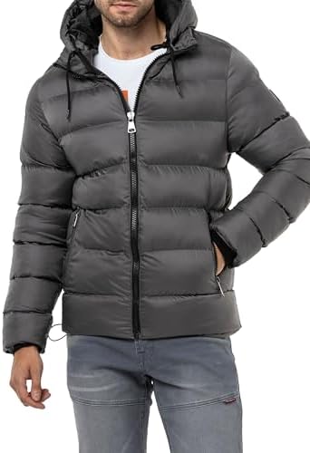 Cipo & Baxx Herren Mantel – Stylische Winterjacke mit warmem Innenfutter und abnehmbarer Kapuze für kalte Tage