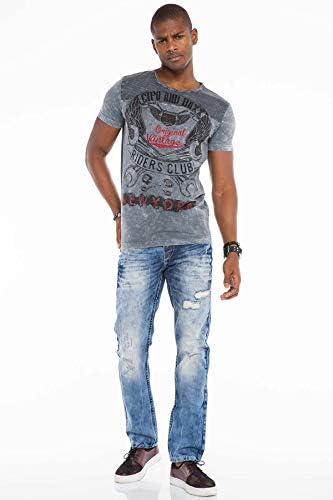 Cipo & Baxx Herren Jeans - Straight Fit mit modischen Waschungen, Nähten & Used-Look Details - Regular Denim