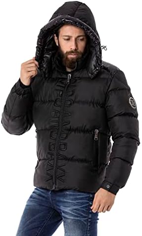 Cipo & Baxx Herren Mantel – Stylische Winterjacke mit warmem Innenfutter und abnehmbarer Kapuze für kalte Tage