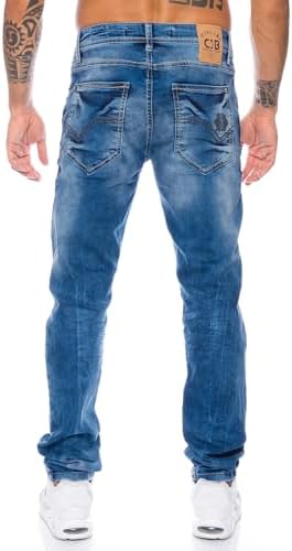 Cipo & Baxx Herren Jeans Slim Fit Hose mit dezenten dicken Nähten für Stadt- und Freizeitgebrauch | Cipo & Baxx Herren