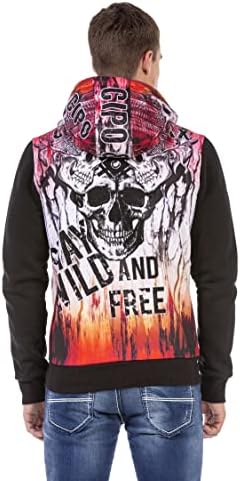 Cipo & Baxx Herren Sweatjacke Hoodie – Stylischer Pullover für Streetwear-Begeisterte mit Reißverschluss & Kapuze für Fr