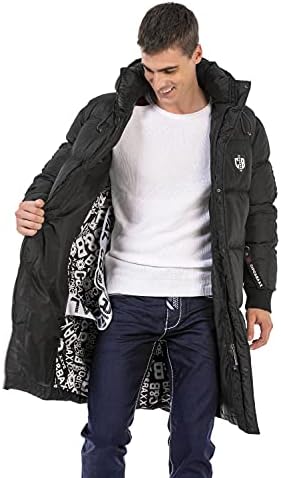 Cipo & Baxx Herren Mantel – Stylische Winterjacke mit warmem Innenfutter und abnehmbarer Kapuze für kalte Tage
