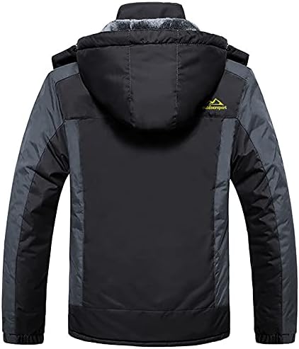 KEFITEVD Wasserabweisende Skijacke für HerrenWinter Outdoorjacke mit Abnehmbarer Kapuze und Warmem Gefüttertem Fleece |