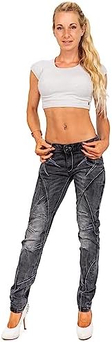 Cipo & Baxx Damen Jeans – Stylische Slim & Regular Fit Hosen mit Stretch & Used-Look | Bequeme Passform, modisches Desig