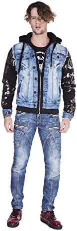 Cipo & Baxx Herren Hybrid-Denimjacke - Versatile Farben, Modisch und Komfortabel - für City und Outdoor - mit Knopf und
