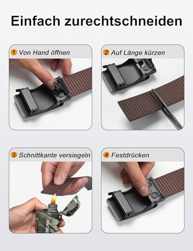 JUKMO Automatik Gürtel für Herren, robustes Nylon, 3,8cm Breite, praktische Ratsche-Funktion | JUKMO Herren Automatik G