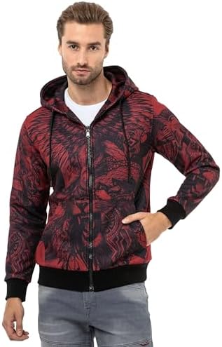 Cipo & Baxx Herren Sweatjacke Hoodie – Stylischer Pullover für Streetwear-Begeisterte mit Reißverschluss & Kapuze für Fr