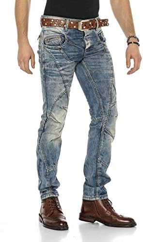 Cipo & Baxx Herren Jeans Hose Look Röhrenjeans Straight Fit Kontrastnähte Trendyhose | Cipo & Baxx Herren Jeans Hose Us