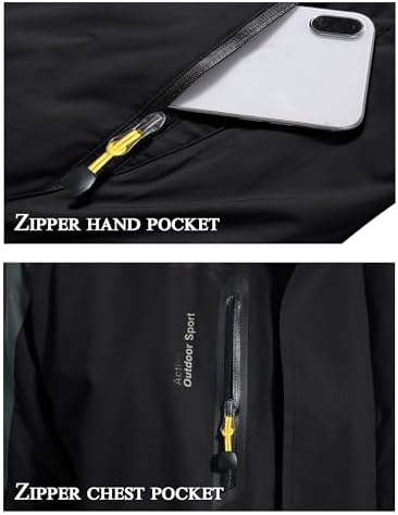 KEFITEVD Wasserabweisende Skijacke für HerrenWinter Outdoorjacke mit Abnehmbarer Kapuze und Warmem Gefüttertem Fleece |