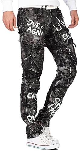 Cipo & Baxx Herren Jeans - Stylische Denim-Mode mit hohem Markanten_design | Regular & Slim Fit | Stonewashed Effect des