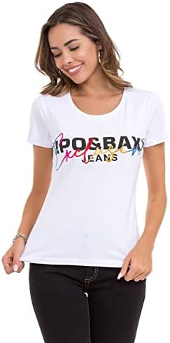 Cipo & Baxx Damen T-Shirt Print Strasssteine Baumwolle Rundhals