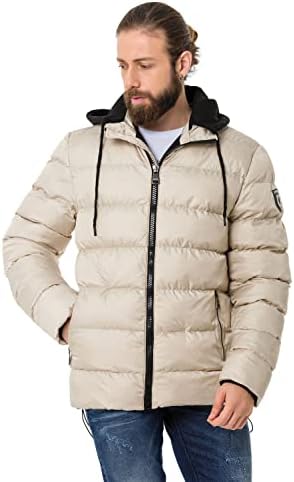 Cipo & Baxx Herren Mantel – Stylische Winterjacke mit warmem Innenfutter und abnehmbarer Kapuze für kalte Tage