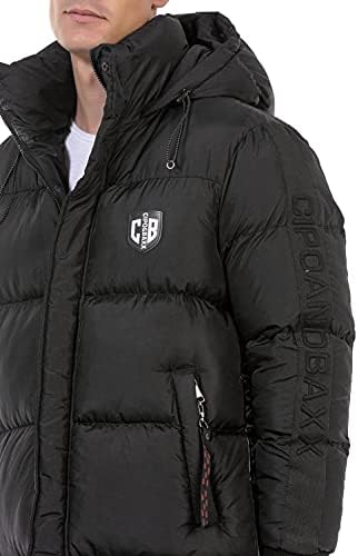 Cipo & Baxx Herren Mantel – Stylische Winterjacke mit warmem Innenfutter und abnehmbarer Kapuze für kalte Tage