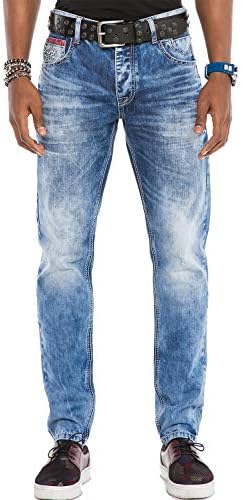 Cipo & Baxx Herren Jeans Hose Look Röhrenjeans Straight Fit Kontrastnähte Trendyhose | Cipo & Baxx Herren Jeans Hose Us