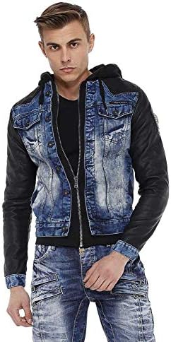 Cipo & Baxx Herren Hybrid-Denimjacke - Versatile Farben, Modisch und Komfortabel - für City und Outdoor - mit Knopf und
