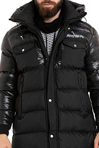 Cipo & Baxx Herren Mantel – Stylische Winterjacke mit warmem Innenfutter und abnehmbarer Kapuze für kalte Tage