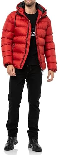 Cipo & Baxx Herren Mantel – Stylische Winterjacke mit warmem Innenfutter und abnehmbarer Kapuze für kalte Tage