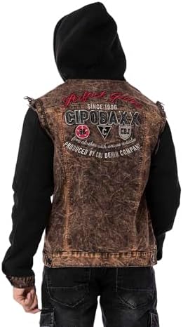 Cipo & Baxx Herren Hybrid-Denimjacke - Versatile Farben, Modisch und Komfortabel - für City und Outdoor - mit Knopf und