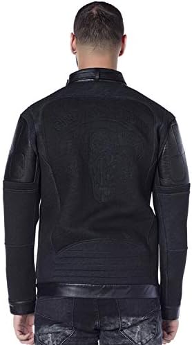 Cipo & Baxx Herren Jeansjacke – Klassisch, Leder, Sport – Knopf und Reißverschluss – Sweat-Kapuze und Sweatärmeln – Mode