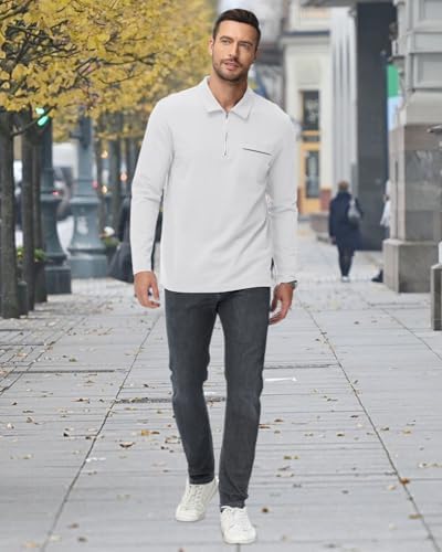 HMIYA Herren Poloshirt Langarm Baumwoll-Atmungsaktiv Casual T-Shirts Organic Standard Blended – Bild 34