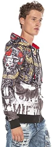 Cipo & Baxx Herren Sweatjacke Hoodie – Stylischer Pullover für Streetwear-Begeisterte mit Reißverschluss & Kapuze für Fr