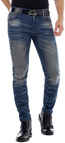 Cipo & Baxx Herren Jeans Hose Look Röhrenjeans Straight Fit Kontrastnähte Trendyhose | Cipo & Baxx Herren Jeans Hose Us