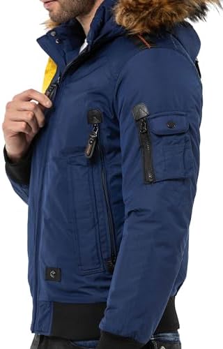 Cipo & Baxx Herren Mantel – Stylische Winterjacke mit warmem Innenfutter und abnehmbarer Kapuze für kalte Tage