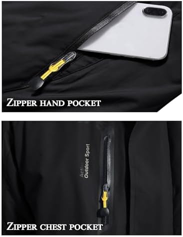 KEFITEVD Wasserabweisende Skijacke für HerrenWinter Outdoorjacke mit Abnehmbarer Kapuze und Warmem Gefüttertem Fleece |