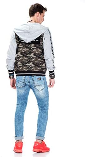 Cipo & Baxx Herren Hybrid-Denimjacke - Versatile Farben, Modisch und Komfortabel - für City und Outdoor - mit Knopf und