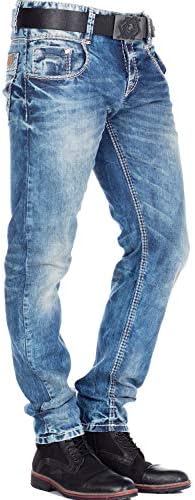 Cipo & Baxx Herren Jeans Hose Look Röhrenjeans Straight Fit Kontrastnähte Trendyhose | Cipo & Baxx Herren Jeans Hose Us