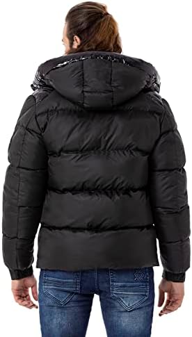 Cipo & Baxx Herren Mantel – Stylische Winterjacke mit warmem Innenfutter und abnehmbarer Kapuze für kalte Tage