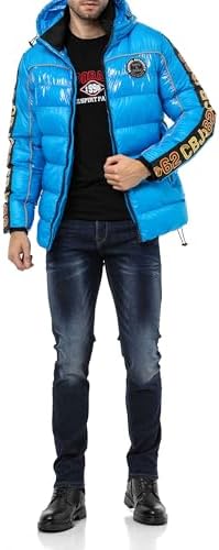 Cipo & Baxx Herren Mantel – Stylische Winterjacke mit warmem Innenfutter und abnehmbarer Kapuze für kalte Tage