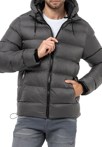 Cipo & Baxx Herren Mantel – Stylische Winterjacke mit warmem Innenfutter und abnehmbarer Kapuze für kalte Tage