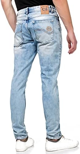Cipo & Baxx Herren Jeans - Straight Fit mit modischen Waschungen, Nähten & Used-Look Details - Regular Denim