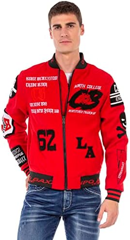 Cipo & Baxx Herren Jeansjacke – Klassisch, Leder, Sport – Knopf und Reißverschluss – Sweat-Kapuze und Sweatärmeln – Mode